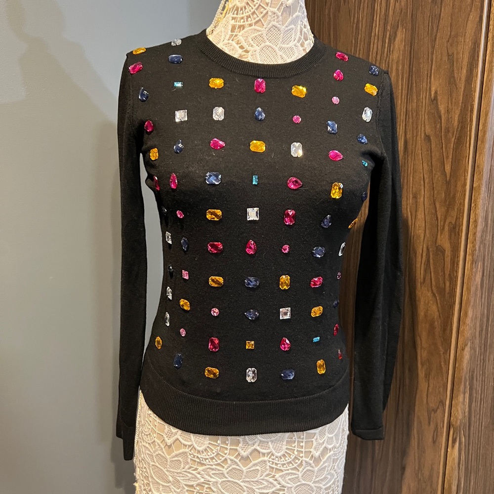 Sonia Rykiel Black wool Sweater with Crystals - Size S